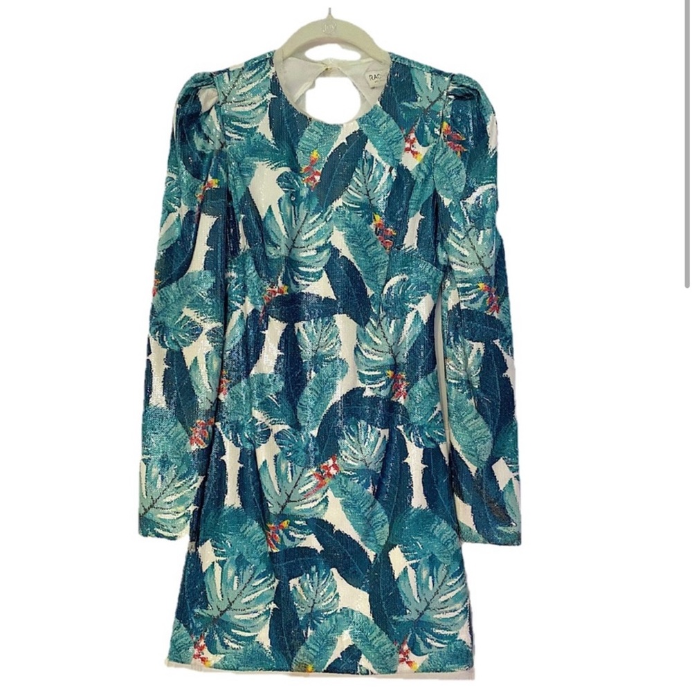Rachel Zoe Sequin Palm Print Mini Dress Size 0